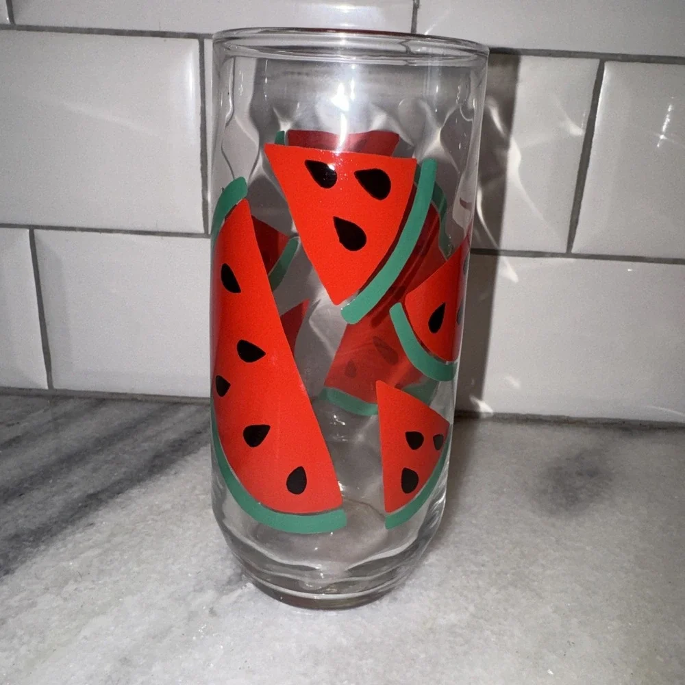 Vintage Libbey Retro Watermelon Glasses Set Of 6 Highball‎ Water 16oz GW006